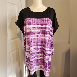 LuLaRoe Black and Purple Striped Tunic